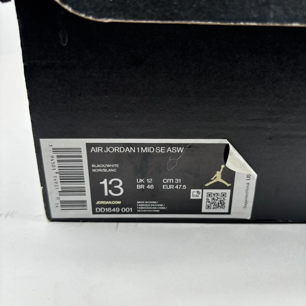 Nike Air Jordan 1 Mid SE ASW All Star Weekend Men's US 13 Black/White DD1649-001
